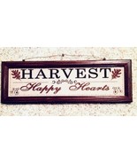 Wall Plaque Harvest Happy Hearts Wood Frame Oak Leaves 19&quot; x 6&quot; - £9.77 GBP