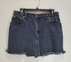 Vintage Levi&#39;s 36550 Jean Shorts Women&#39;s Size 14 Black Denim Distressed - $306.01 MXN