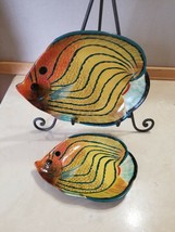 2 Tropical Fish Decorative Plates Trinket Bowls Nautical Ocean Beach Decor - £7.98 GBP