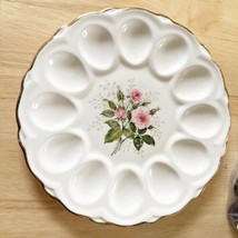 Vintage Egg Dish Ceramic China Plate Trimmed In Gold - $19.79