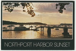 Sunset Northport Harbor Long Island NY Vintage Postcard Posted 1989 San Diego - £2.74 GBP