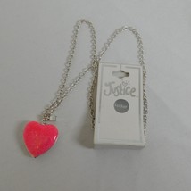Justice Pink Glitter Heart Locket Necklace for Girls Lightweight New with FLAW - £6.17 GBP