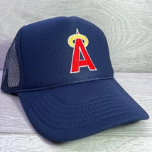 NEW LOS ANGELES ANAHEIM ANGELS BLUE HAT 5 PANEL HIGH CROWN TRUCKER SNAPBACK - £18.32 GBP