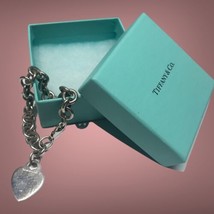 Tiffany &amp; Co. Sterling Silver Heart Tag Charm Link Bracelet 7” 36 Grams - £259.00 GBP