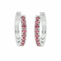 1/3 CT Imitación Rubí Mujer Pendientes de Aro 14k Pesado Bañado en Oro Blanco - £90.99 GBP