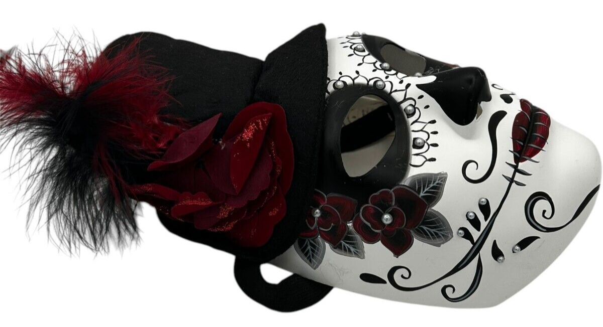 Day of the Dead, Sugar Skull Mask with Feathered Hat; Unisex Item image 7