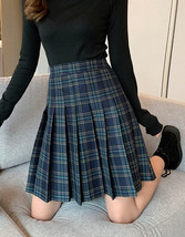 Yellow Knee Length Plaid Skirt Outfit Women Plus Size Full Pleated Plaid Skirts image 4