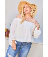 Off Shoulder Ruffle Bubble Sleeve Top - $29.55