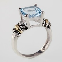 Lite Blue Spinel Two Tone Sterling Silver Ring Size 7.75 - $1,011.16 MXN