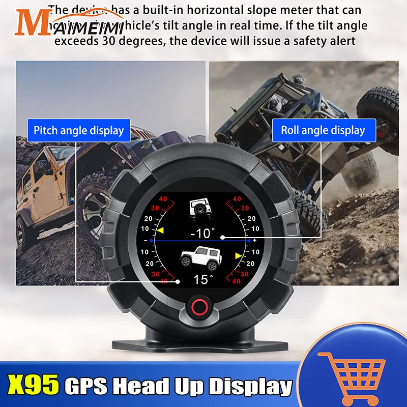 X95 Off-road HUD GPS Inclinometer 4x4 Level Tilt Gauge Car Speedometer - £42.13 GBP