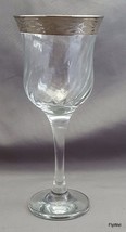 Lorren Home Trends Silver Band Wine Water Goblet Optic Swirl 7.5in - $15.75