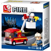Sluban Kids Fire Truck Bucket Truck Building Blocks 82 Pcs set Building Toy - £8.78 GBP