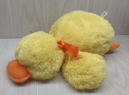 Barnes &amp; Noble Plush yellow duck orange satin ribbon bow stuffed animal ... - $24.74