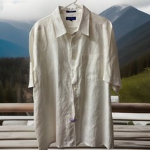 Alan Flusser Mens Xtra large White Linen Short Sleeved Shirt Button Up Cruise - £13.30 GBP