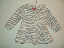 Carters Infant 6 Mos Velvety Zebra Print Hoodie Dress Off-White &amp; Gray - £10.87 GBP