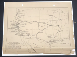 Vintage Southern Pacific Lines Railroad SP USA Map 10.75&quot; x 8.5&quot; - £25.57 GBP