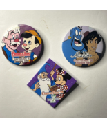 Disneyland Hotel Character Dining Vtg 3 Button Lot Aladdin Pinocchio Min... - £21.66 GBP