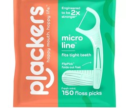 Plackers Micro Line Dental Floss Picks, Fold-Fresh Mint Flavor- 150 Coun - $159.87 MXN