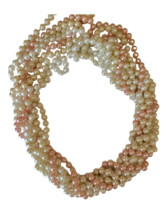 Vintage Twist A Bead 80s  Necklace Lot Of 4 Glass faux pearls 30&quot; Pink C... - $26.07