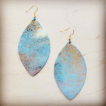 Leather Oval Earring-Heavy Metal Turquoise - £20.20 GBP