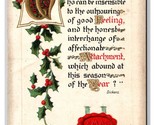 Christmas Feeling Throughout the Hear Poem Holly Embossed DB Postcard Z6 - £3.07 GBP