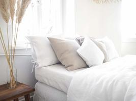 Pure White Cotton Washed Duvet Cover with Pillowcase Boho Bedding Reversible Qui - £54.04 GBP+