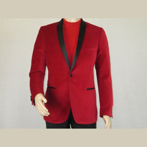 Mens Adolfo Velvet Dinner Jacket Shawl Satin Stage singer 3016J Christmas Red image 5
