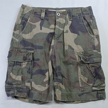 American Eagle 30 x 11&quot; Green Brown Woodland Camo Classic Cargo Shorts - $29.99