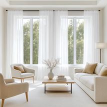 Lightweight White Voile Drapes - 4 Panel Set for Living Room &amp; Bedroom, ... - $30.64