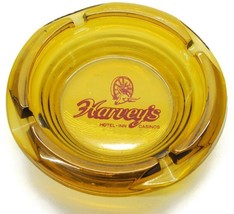 Harvey&#39;s Hotel Inn Casinos Amber Vintage 4&quot; Glass Ash Tray has small Chip - £11.08 GBP