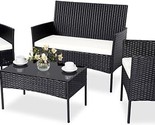 Patio Furniture Set,4 Piece Garden Conversation Set, Outdoor Wicker Ratt... - £208.53 GBP