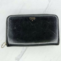 Fossil Black Sydney Cowhide Leather Zip Around Wallet - £7.39 GBP