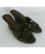 Merona Women&#39;s Brown Leather High Heel Slip On Wedges Size 8 - $24.34 CAD