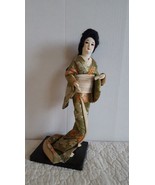 Japanese GEISHA in  Beautiful Silk Kimono Pedestal 17&quot;  with Base Good C... - £9.37 GBP