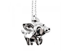 925 Sterling Silver &quot;pig&quot; Chain With Pendant - €109,48 EUR