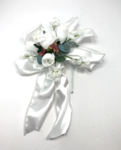 Bridal Wedding Pew Aisle Elegant White Pearl Ribbon Roses Decoration Women Event - £76.80 GBP