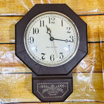 General Electric Wall Clock  Working 2128A Brown Vintage GE - £15.44 GBP