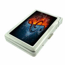 Fire Ice Music Em1 100&#39;s Size Cigarette Case with Built in Lighter Metal Wallet - £17.32 GBP