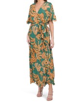 new Farm Rio Raining Bananas V-Neck Dolman Sleeves Maxi Wrap Dress in Gr... - £107.45 GBP