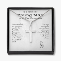 First Communion Gift For Boy, Catholic 1st Communion Gift Son, Cross Necklace - £35.47 GBP+