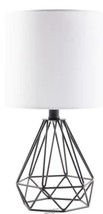 Merra-15 in. Black Table Lamp with Drum Shade and Open Cage Metal Base - £22.77 GBP