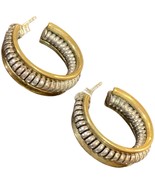 Silpada P0382 Brass &amp; Sterling Silver Rope Coil 1” Hoop Earrings - $55.00