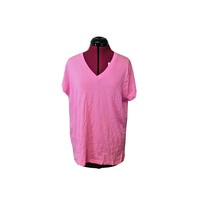 HUE Sleep T Shirt Pajama Top Fuchsia Pink Women Sleepwear Size Large V Neck - £20.23 GBP