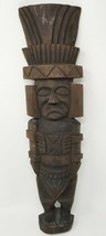 Central American Headdress Figure Dark Wood Plaque Vintage Hand Carved - £38.16 GBP