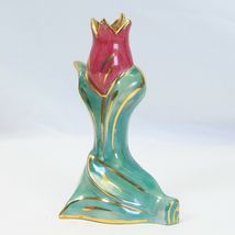 Wisconsin Centennial Porcelain Flower 1848 1948 Red Tulip  6" Tall Candl... - $16.65