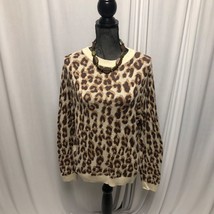 A New Day Sweater Womens Medium Brown Animal Print Long Sleeve Crew Neck - £13.12 GBP