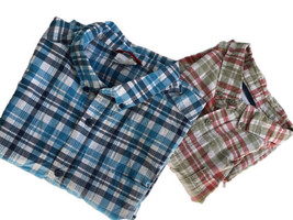Lot of 2 Columbia Men&#39;s Short Sleeve Button Down Shirts XL Multicolored Plaid - £17.32 GBP