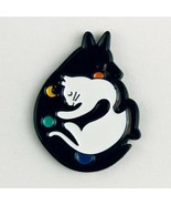 Black Dog and White Cat Snuggling Enamel Pin Fasiok Accessory Jewelry - £6.25 GBP