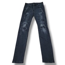 &amp;Denim Jeans Size 29 W28&quot;L31&quot; H&amp;M Skinny Jeans Stretch Distressed Destro... - $29.69