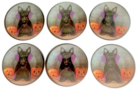 Halloween Scotty Dog Dracula Melamine Appetizer Side Dessert Plates 6&quot; S... - £29.02 GBP